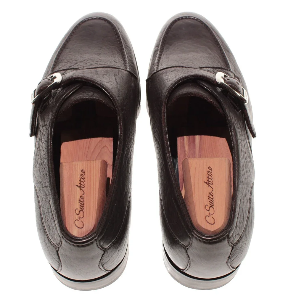 Di Bianco NWB Single Monk Strap Dress Shoes Size 40 (US 7) in Brown Leather